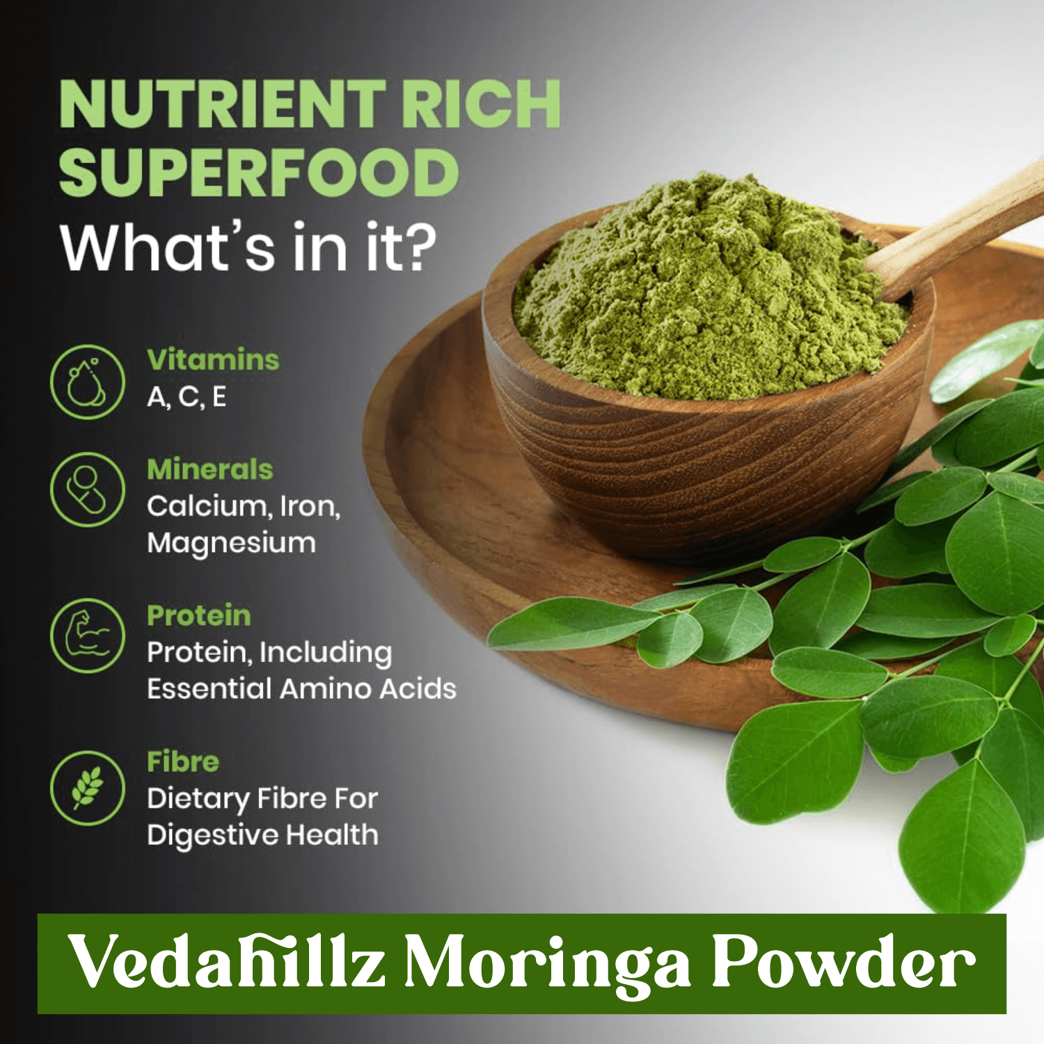 Vedahillz Moringa Powder Made from Carefully Selected Moringa Leaves